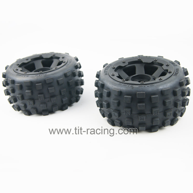 ( CN,US ) Rear knobby tire wheel kit for hpi km rovan baja 5b