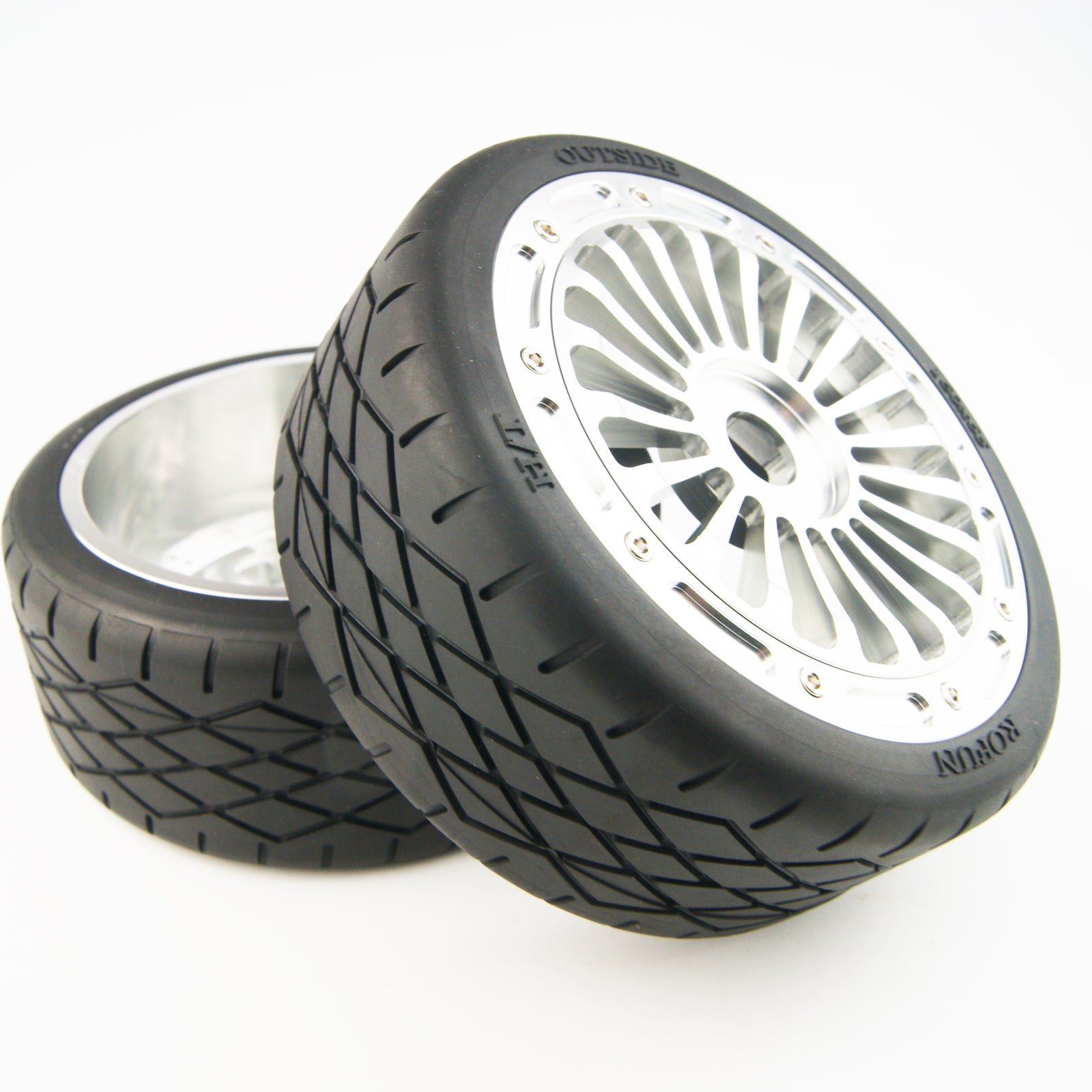 2PCS of Tires with Alloy Wheels for 1/5 Rofun Rovan F5 MCD RR5