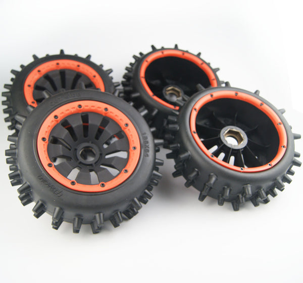 New Strong Nipple Tires Wheels Orange Bead lock for HPI Rovan KM Baja 5b 5t SS DBXL LT 5ive T