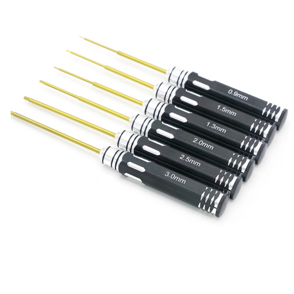 6 Pcs Hex Screw Driver Set Titanium Plating Hardened 0.9 1.3 1.5 2.0 2.5 3.0mm Screwdriver For Rc Drone Rc Toys