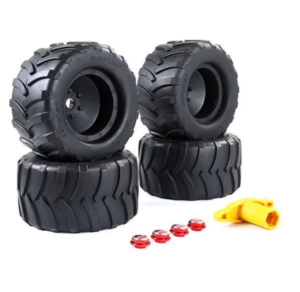 4pcs Set 220X120mm Off-road Wheel Tires with Alloy Nuts for 1/5 ROVAN XLT Traxxas X-MAXX Truck 1/5