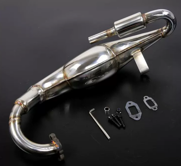 Stainless Steel Silenced Exhaust Pipe for Hpi Rovan KM Baja 5B SS 5T 29 / 30.5 / 32 / 36 / 45CC Engines