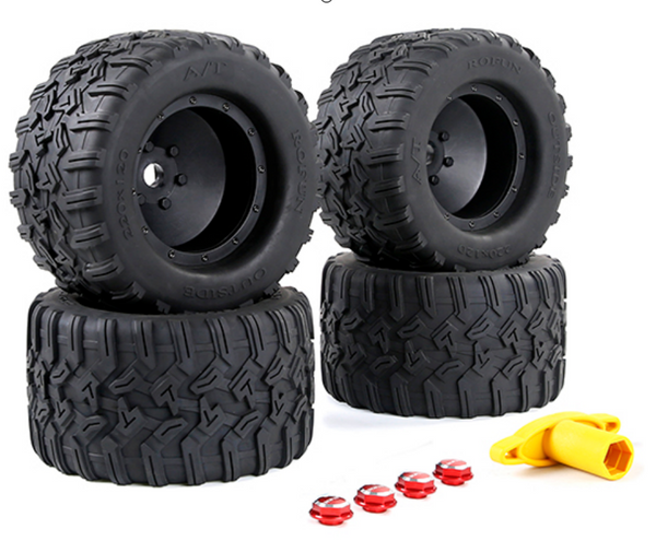 4pcs set 220X120mm Wheel Tires with Alloy Nuts for 1/5 ROVAN XLT Traxxas X-MAXX Truck 1/5