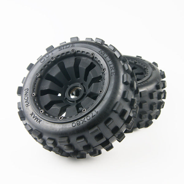 (CN) Rear knobby tire wheel kit for hpi km rovan baja 5b buggy with 24mm metal hex